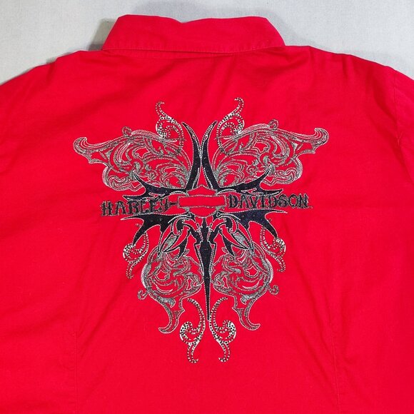 Harley-Davidson western shirt women's XXL red double side decorated, embroidered - Picture 5 of 12